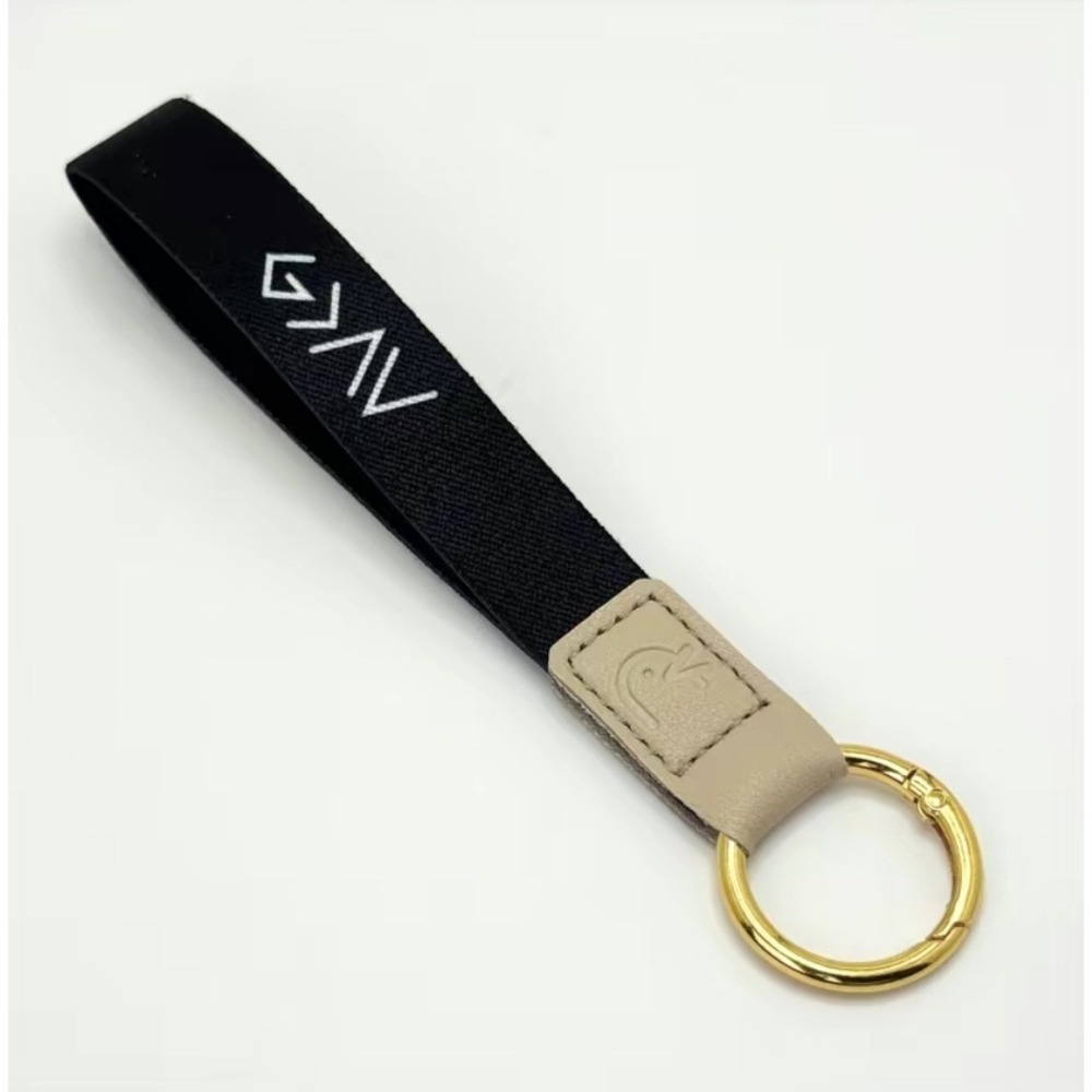 God is Greater Than the Highs and Lows Wristlet Keychain Black Gold G>V^v Strap